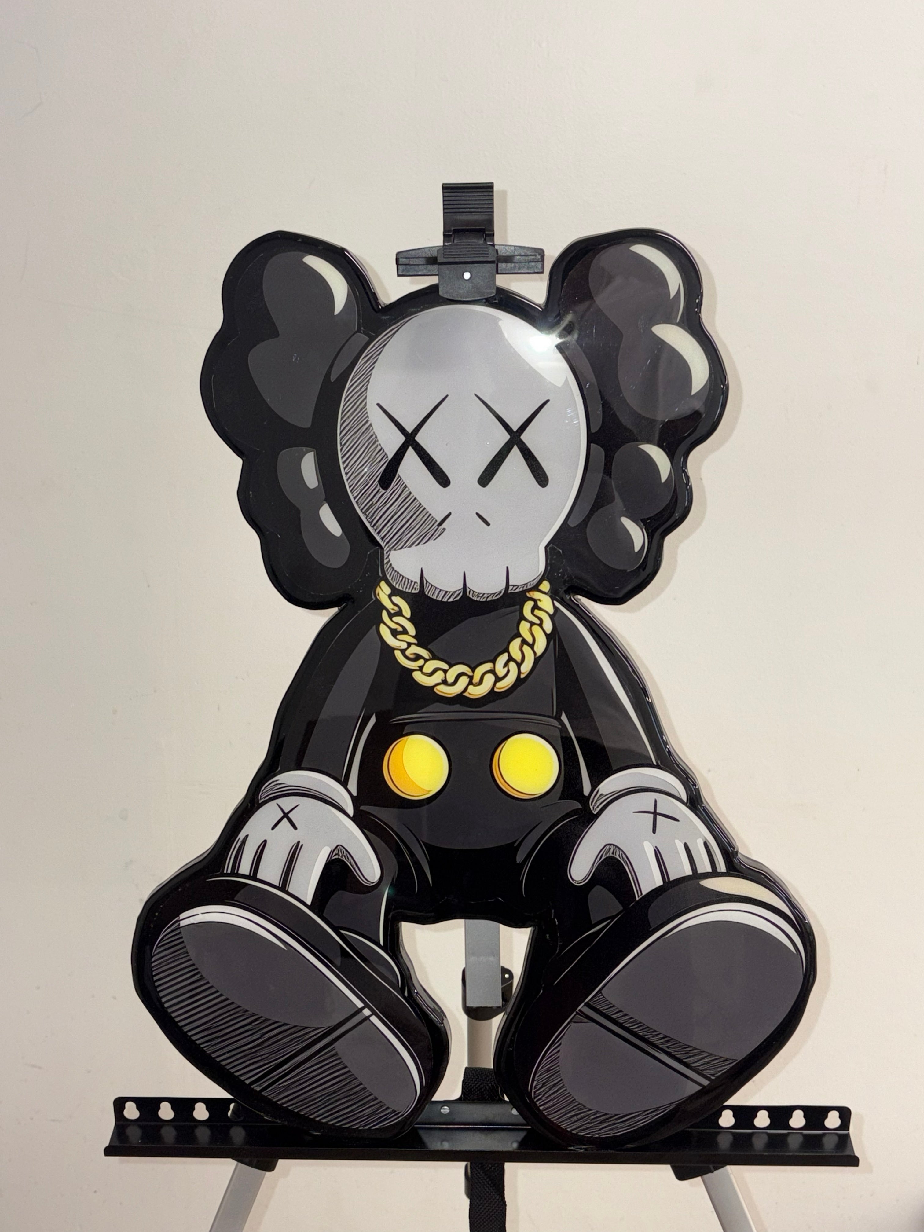 KAWS Inspired Blackout Cartoon Wall Art | Glossy Resin Hypebeast Decor
