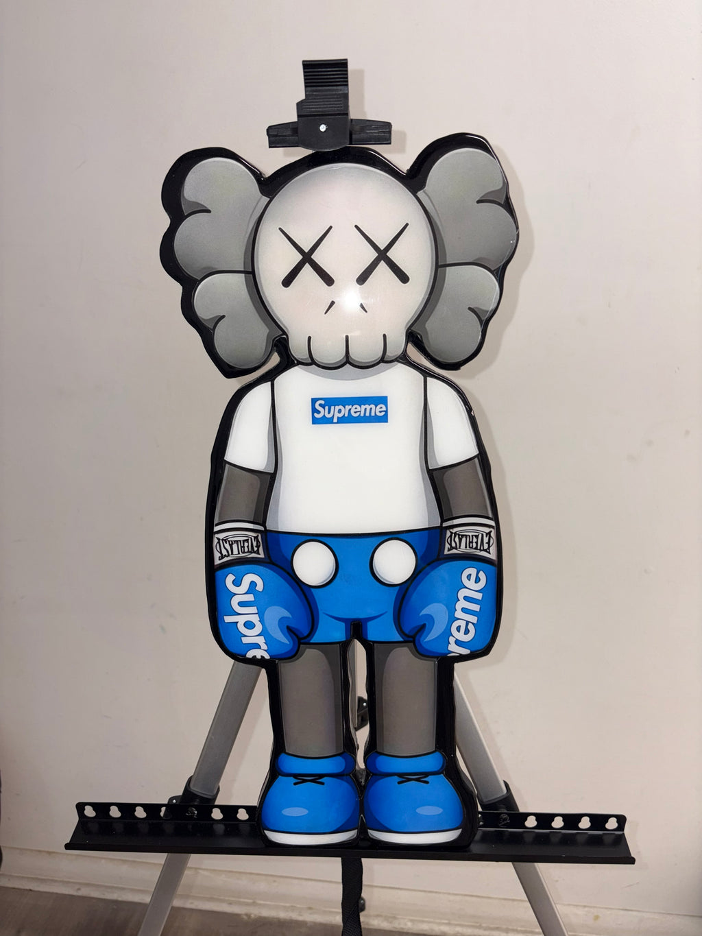 KAWS Inspired Supreme Blue Edition Wall Art | Glossy Resin Hypebeast Decor