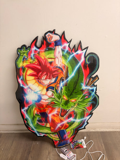 Dragon Ball Z Shenron God Goku LED Wall Art | Anime Resin Decor