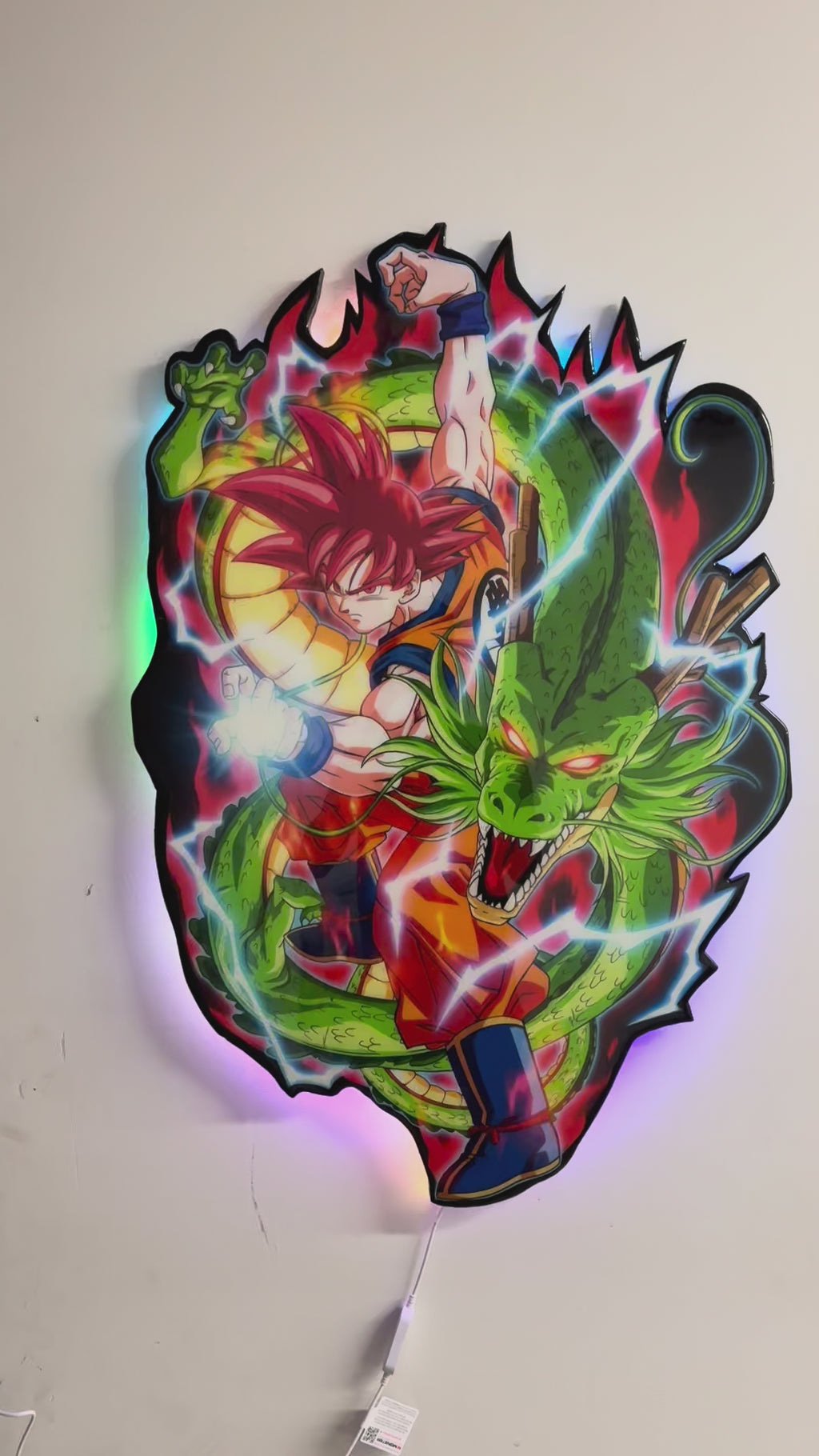 Dragon Ball Z Shenron God Goku LED Wall Art | Anime Resin Decor